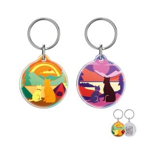 QR Code Dog Tags Personalized 2P for Dogs & Cats – Real-time Scan Alerts, Modifiable Pet Profile, Privacy Control, Emergency Contact, No Subscription or Fees, Waterproof (Time Series)