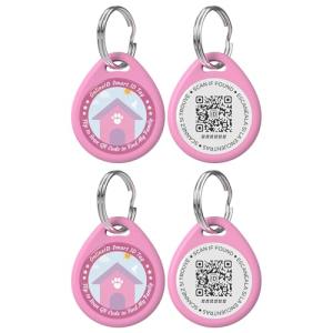 2 Pack Personalized Cat Tags,QR Code Pet ID Tags with Online Profile systerm,Editable Any Names and Phone numbles,2*Pink,S