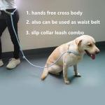 8.5ft Multifunctional Hands Free Nylon Rope Waist Dog Leash, Adjustable Shoulder Crossbody Walking Lead