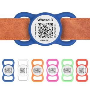 WhoseID QR Code Dog Tag with NFC, Personalized Pet ID Tag, Silicone Dog ID Tag, Modifiable Pet Online Profile, Multiple Emergency Contact, Scan QR Code Send GPS Location Email (Small, Navy Blue)