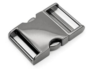 CRAFTMEMORE 1 pc 1-1/2 inch Metal Curved Side Release Buckle Adjustable Lock for Belt Backpacks Pet Collar (Gunmetal)