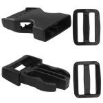 HARSKIYER Buckles for 1 Inch Straps, 6 Pcs Quick Side Release Buckles and 12 Pcs Tri-Glide Sliders, Heavy Duty Dual Adjustable Snap Clips for Nylon Webbing Pet Collar Backpack Replacement (Black)