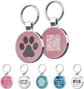 MYLUCKYTAG QR Code Pet ID | Personalized Dog & Cat Collar Tag | Online Profile with Instant Scanned Location Alert Email