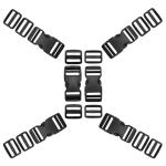 HARSKIYER Buckles for 1 Inch Straps, 6 Pcs Quick Side Release Buckles and 12 Pcs Tri-Glide Sliders, Heavy Duty Dual Adjustable Snap Clips for Nylon Webbing Pet Collar Backpack Replacement (Black)