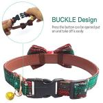 KUDES 2 Pack/Set Christmas Snowflake Dog Collars Breakaway with Bow Tie and Bells for Cat and Small/Medium/Large Pets, Red & Green
