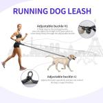 Kazazoo Hands-Free Dog Leash Adjustable Length 5-8Ft, Waist for Dog Walking, Running for Small &Medium Dogs with Reflective Strips, Ballistic Nylon, Waist Belt, Lightweight Black