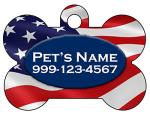 Custom Patriotic Flag Pet Id Tag for Dogs & Cats Personalized w/Your Pet's Name & Number (United States)