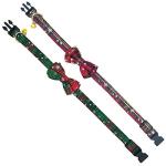 KUDES 2 Pack/Set Christmas Snowflake Dog Collars Breakaway with Bow Tie and Bells for Cat and Small/Medium/Large Pets, Red & Green