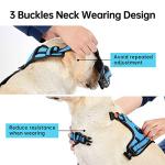IVY&LANE No Pull Dog Harness for Medium Dogs, Dog Vest Harness with Leash, Safety Belt and Storage Strap, Fully Adjustable, 360° Reflective Strip, Soft Handle (Blue, M)