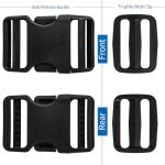 JZAHYUK 2" Heavy-Duty Buckle & Straps Set: 6-Pack Side Release Plastic Buckles+11 Yards of Thick Nylon Belt 2 Inch Wide+12 Pcs Tri-Glide Slide Clips, Replacement for Backpack Luggage Strap Pet Collar