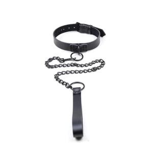 Elegant Black Leash Collars Set Leather Choker Punk Necklace Halloween & Christmas Gift