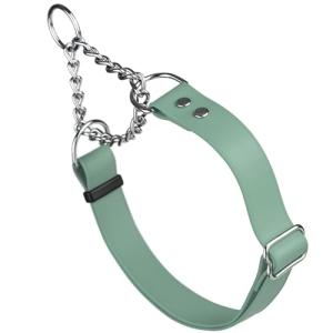 Dogline Biothane Martingale Dog Collar – Adjustable Waterproof Collar for Dogs with Herm Sprenger Assembly Chain – Fits Small, Medium & Large Dogs, L 11-15in x W 3/4in, Sage Green