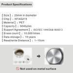 Timeskey 50pcs NFC Stickers - NTAG215 Tag, Compatible with iPhone and NFC Enabled Phones