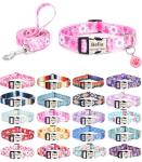 Moonpet Personalized Custom Customized Dog Collars with Leash Air/tag Holder Case Set with Engraved ID Name Plate Phone Number for Puppy X-Small Small Medium Large X-Large Boy Girl Dogs