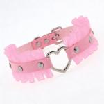 Heart Collar and Leash Set with Lace Edge for Cat, 2PCS Cosplay Rave Jewelry Accessories for XS-M Pet Dog (Pink)