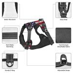 Custom No Pull Dog Harness, Personalized Vintage American Flag Dog Vest with Pet Name Phone Number, Customized Adjustable Reflective Pet Harness for Large Medium and Small Dogs Cats Outdoor Walking