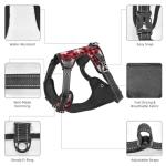 Reflective Vest Harness Christmas Snowflakes Black Red Buffalo Plaid Adjustable No Pull Pet Harness Stylish Oxford Easy Control Puppy Walking Outside Training-Large