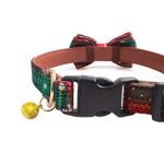 KUDES 2 Pack/Set Christmas Snowflake Dog Collars Breakaway with Bow Tie and Bells for Cat and Small/Medium/Large Pets, Red & Green