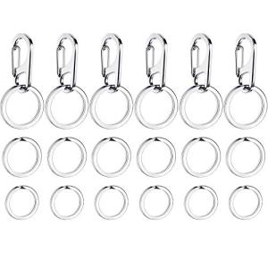 Boao 6 Pieces Dog Tag Clips Pet ID Tag Clips with 18 Pieces Durable Stainless Steel Rings Personalized Pet ID Label Holder for Cats Dogs Collars Harnesses in 3 Sizes