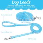 3 Pcs Dog Collar and Leash Set, Adjustable Puppy Collar and Leash, Puppy Collars with Paw Print, Dog Collars and Leashs for Small Dogs, Quick Release Buckle Adjustable Rope for Pets (Pink Black Blue)