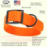 Dogline Biothane Waterproof Dog Collar Strong Coated Nylon Webbing with Black Hardware Odor- Proof for Easy Care Easy to Clean High Performance Fits Small Medium or Large Dogs, Hunter Orange