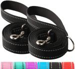 SUNNQ 2-Pack Reflective Leash 6ft - Nylon Leashes for Small, Medium, Large Dogs, Puppies, Cats - 6ft Training Leash with D Ring (Black, 1" X 6FT(2-Pack))