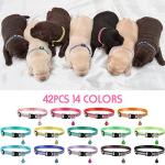 42 Pcs Puppy Collars for Litter Puppy ID Collar with Bell 7.5-12.6 Inch Adjustable Collars for Newborn Dog Cat Nylon Safety Cat Collar for Cats Dogs Pet Supplies (Reflective)