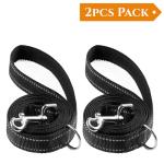 SUNNQ 2-Pack Reflective Leash 6ft - Nylon Leashes for Small, Medium, Large Dogs, Puppies, Cats - 6ft Training Leash with D Ring (Black, 1" X 6FT(2-Pack))