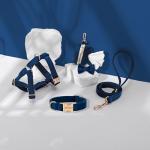 Velvet Harness Set, Gift for Pet Owners, Custom Dog Collar Personalized Name and Phone Number, Custom Collar and Leash for Dogs, Engraved Metal Buckle Collar (X-Large)