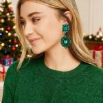 Vintage Green Crystal Art Deco Chandelier Earrings