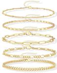Trendy 14K Gold Plated Stackable Bracelets Set