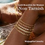 Trendy 14K Gold Plated Stackable Bracelets Set