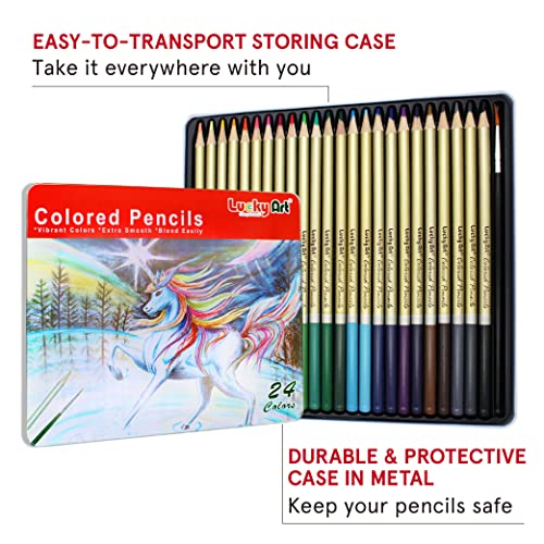 24 Professional Watercolor Pencils Set with Brush
