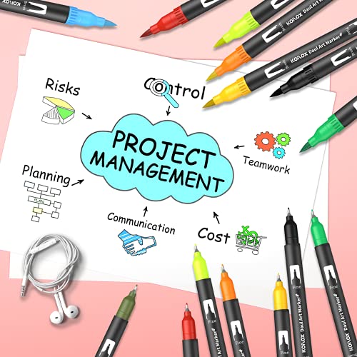 Koilox 24-Count Dual Tip Brush Pens Set