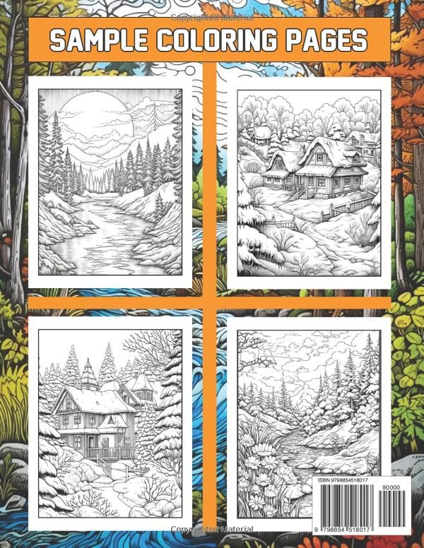 Large Print Nature Scenes Coloring Book 100 Pages