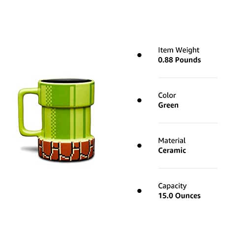 Super Mario Warp Pipe Ceramic Coffee Mug, 15 Oz