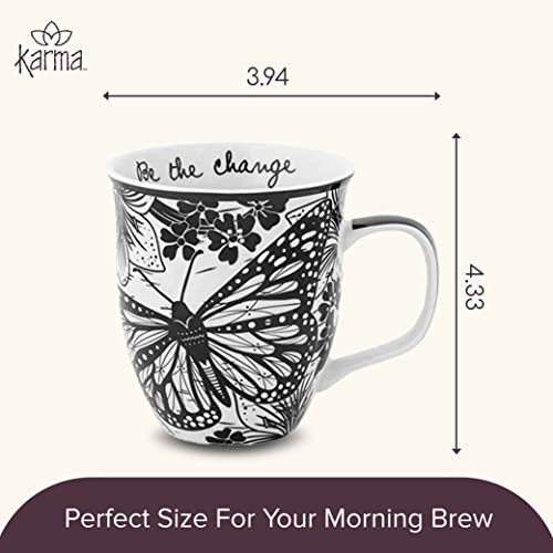 Boho Butterfly Black and White Coffee Mug, 16 oz