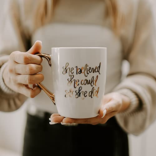 She Believed She Could Coffee Mug with Gold Handle