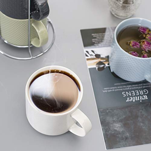 Set of 4 Stackable Ceramic Coffee Mugs