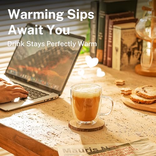 Sweese Insulated Double Wall Glass Coffee Mugs, Set of 2
