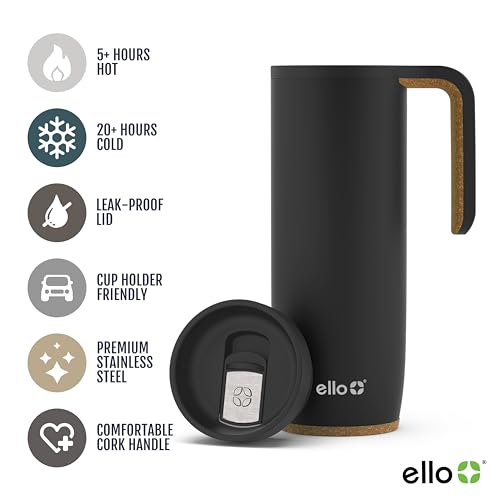 Ello 18 oz Matte Black Travel Mug