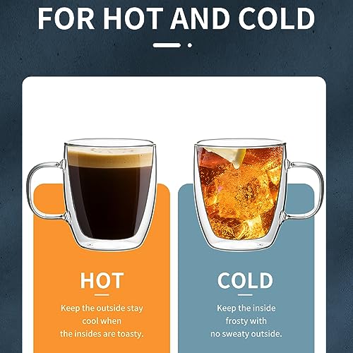Sweese Insulated Double Wall Glass Coffee Mugs, Set of 2
