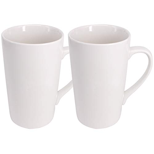 Belinlen 16 OZ White Ceramic Coffee Mugs 2 Pack