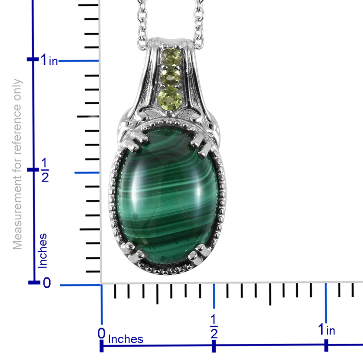 Malachite and Peridot Birthstone Pendant Necklace