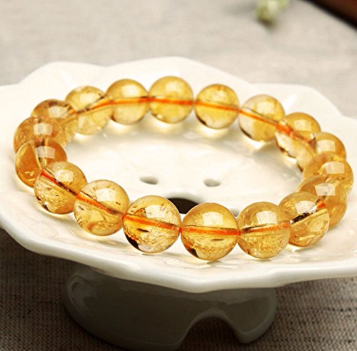 Natural Yellow Citrine Beaded Stretch Bracelet