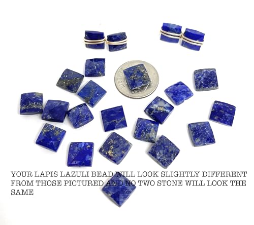 Gold-Filled Lapis Lazuli Wrapped Square Earrings