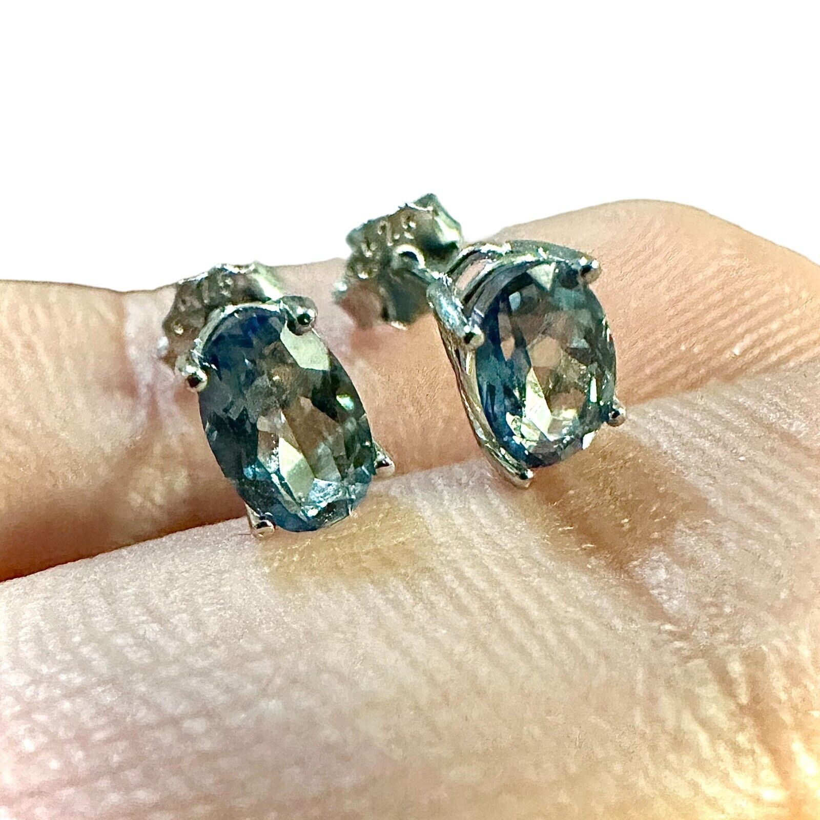Sterling Silver Oval Tanzanite Stud Earrings
