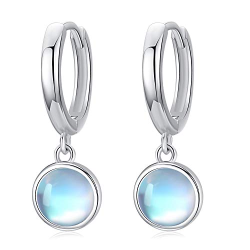 Moonstone Hoop Earrings in Sterling Silver