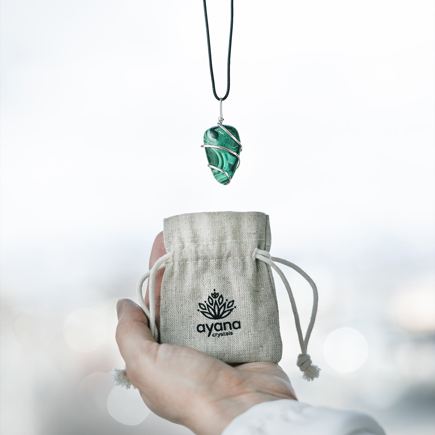 Malachite Healing Pendant Necklace for Protection