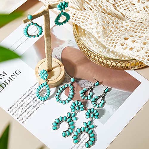Bohemian Turquoise Teardrop Earrings - 4 Pairs